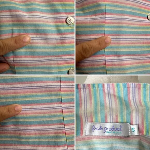 Fresh Produce 100% Cotton Multicolor Striped Sleeveles Button down Shirt - Picture 12 of 13